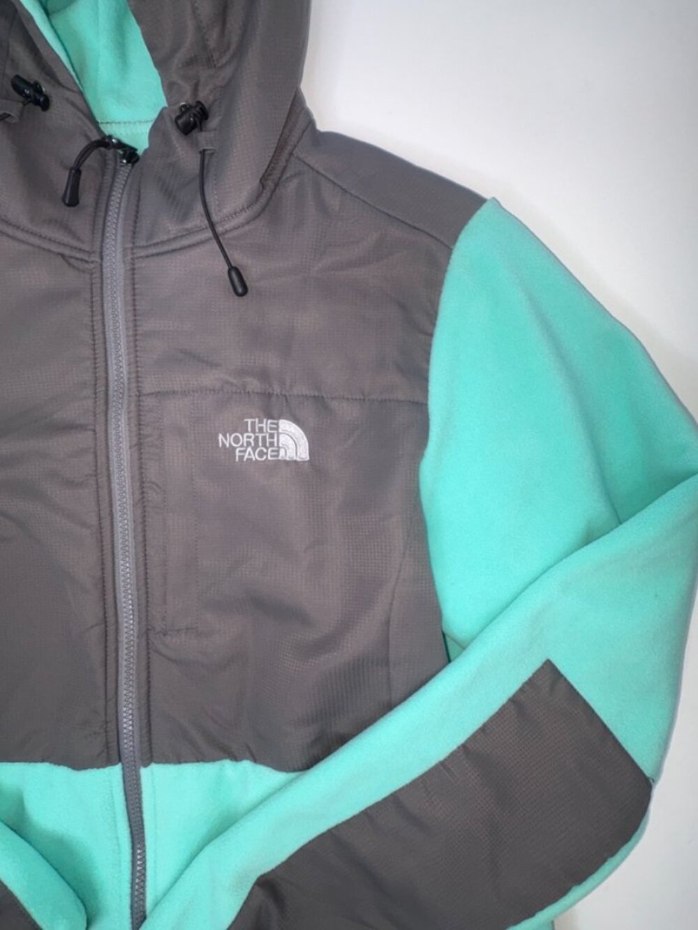 LIKE NEW The North Face Full-Zip Hooded Denali Fleece Polartek Teal Aqua XXL - Picture 8 of 11
